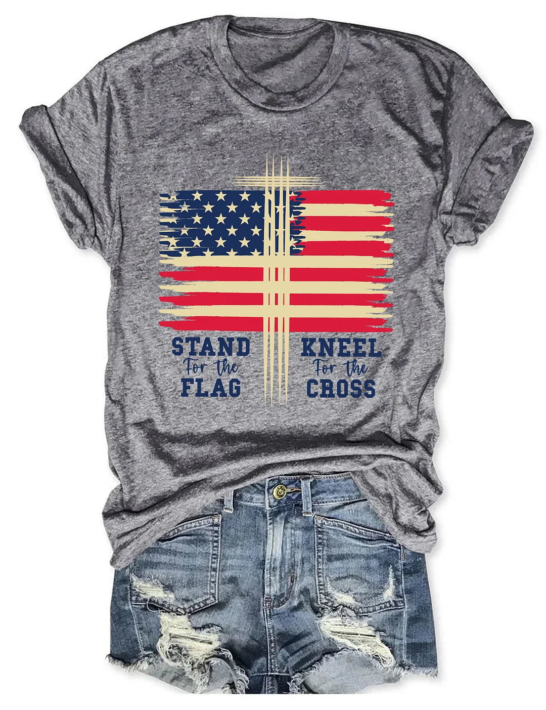 Stand For The Flag Kneel For The Cross T-shirt