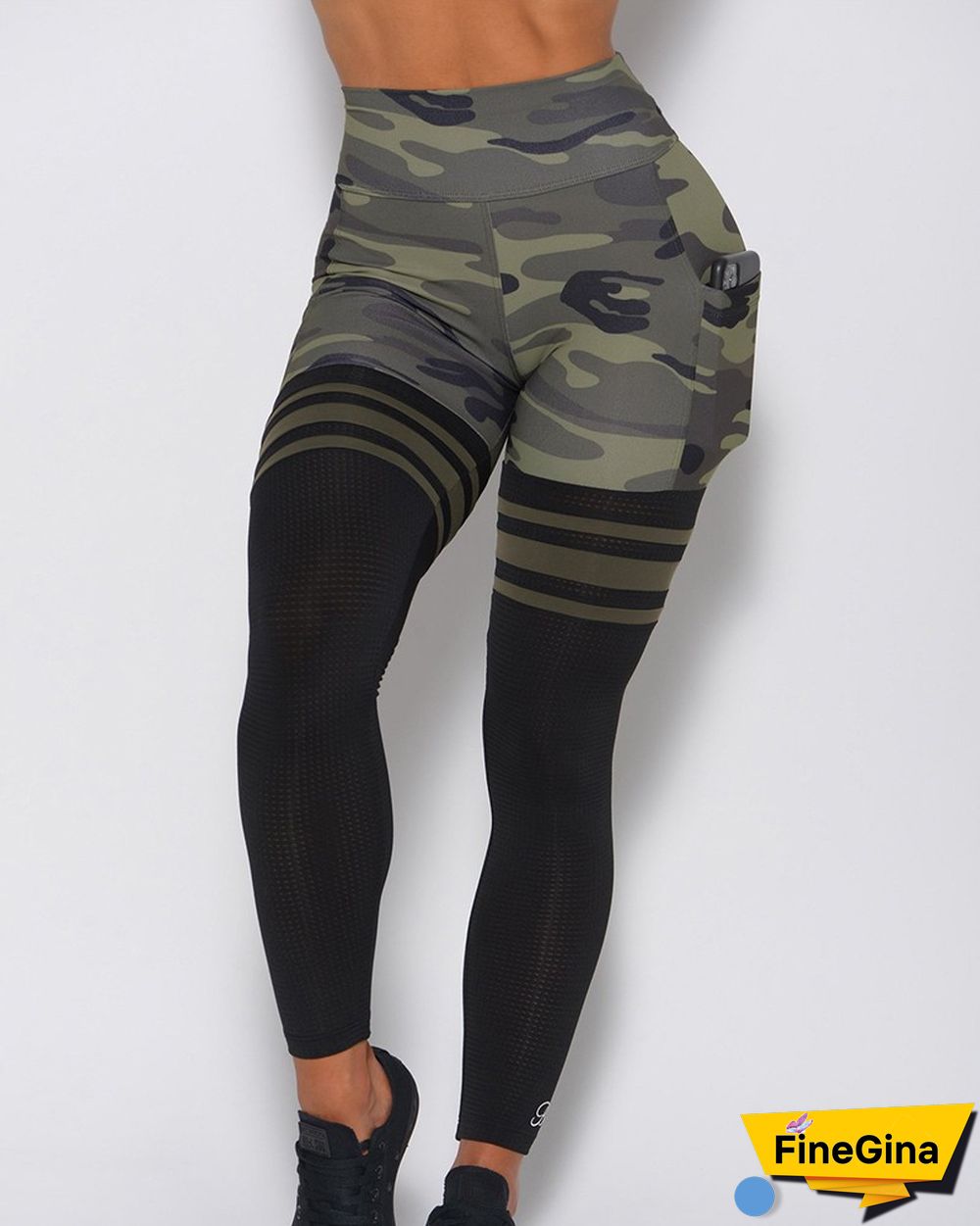 Camouflage Print Patchwork High Elastic Yoga Pants