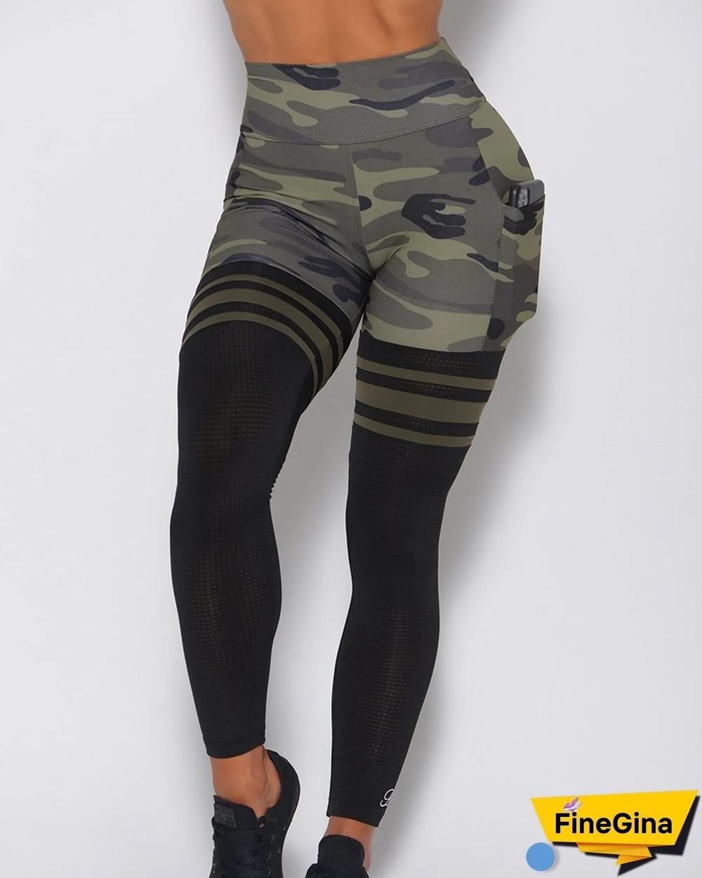 Camouflage Print Patchwork High Elastic Yoga Pants