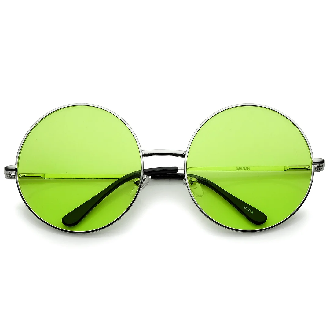Super Oversize Slim Temple Colorful Lens Round glasses 61mm