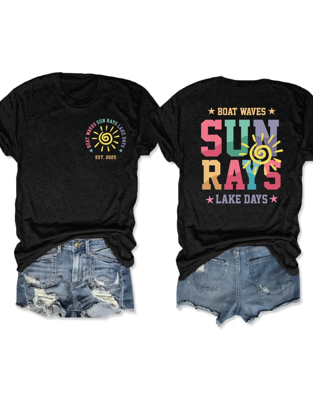 Boat Waves Sun Rays Lake Days T-Shirt