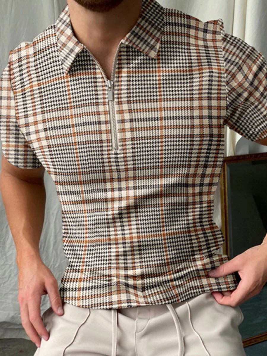 Plaid Texture Polo Shirt