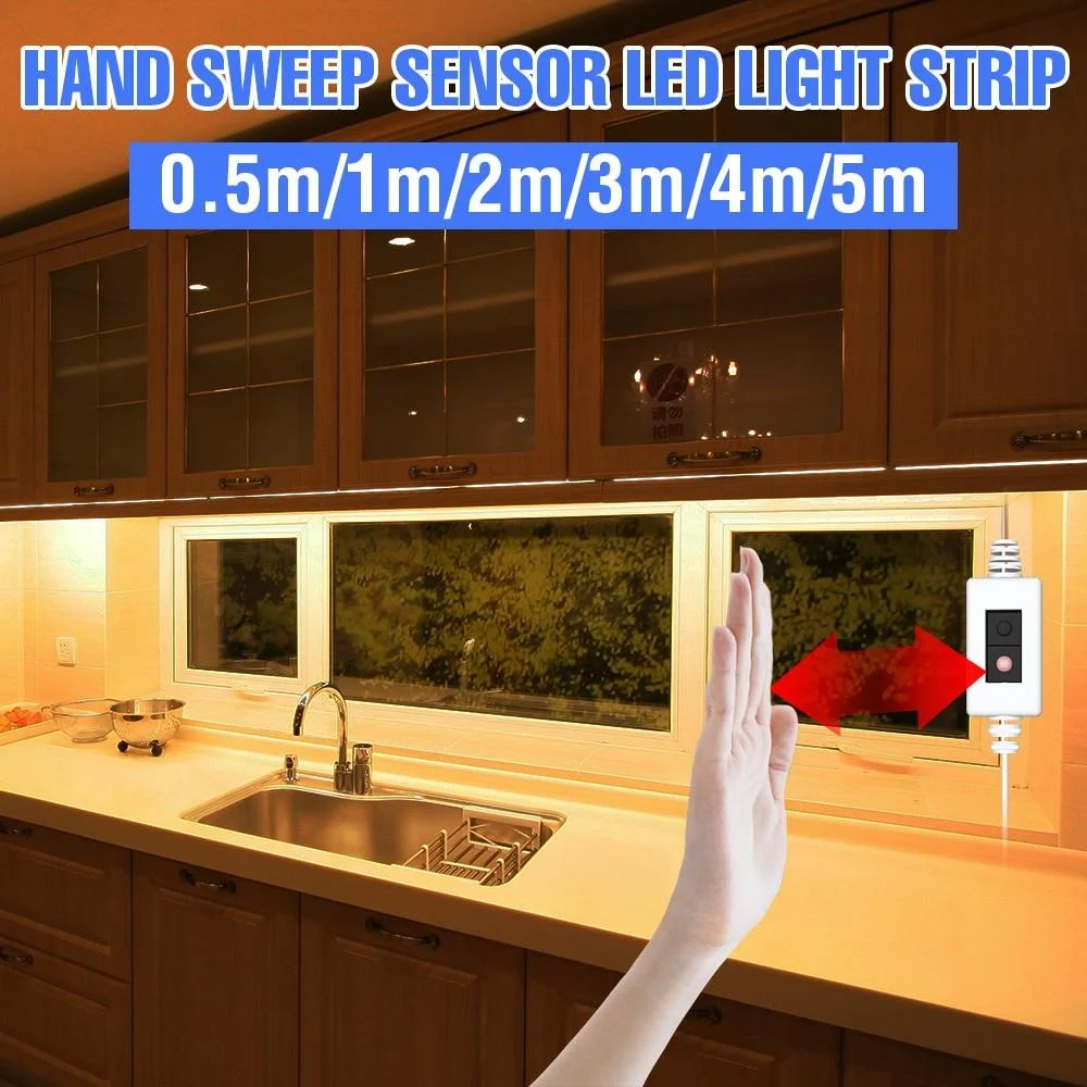 5V LED Under Cabinet Light Flexible Tape PIR Motion Sensor 0.5 1 2 3 4 5m LED