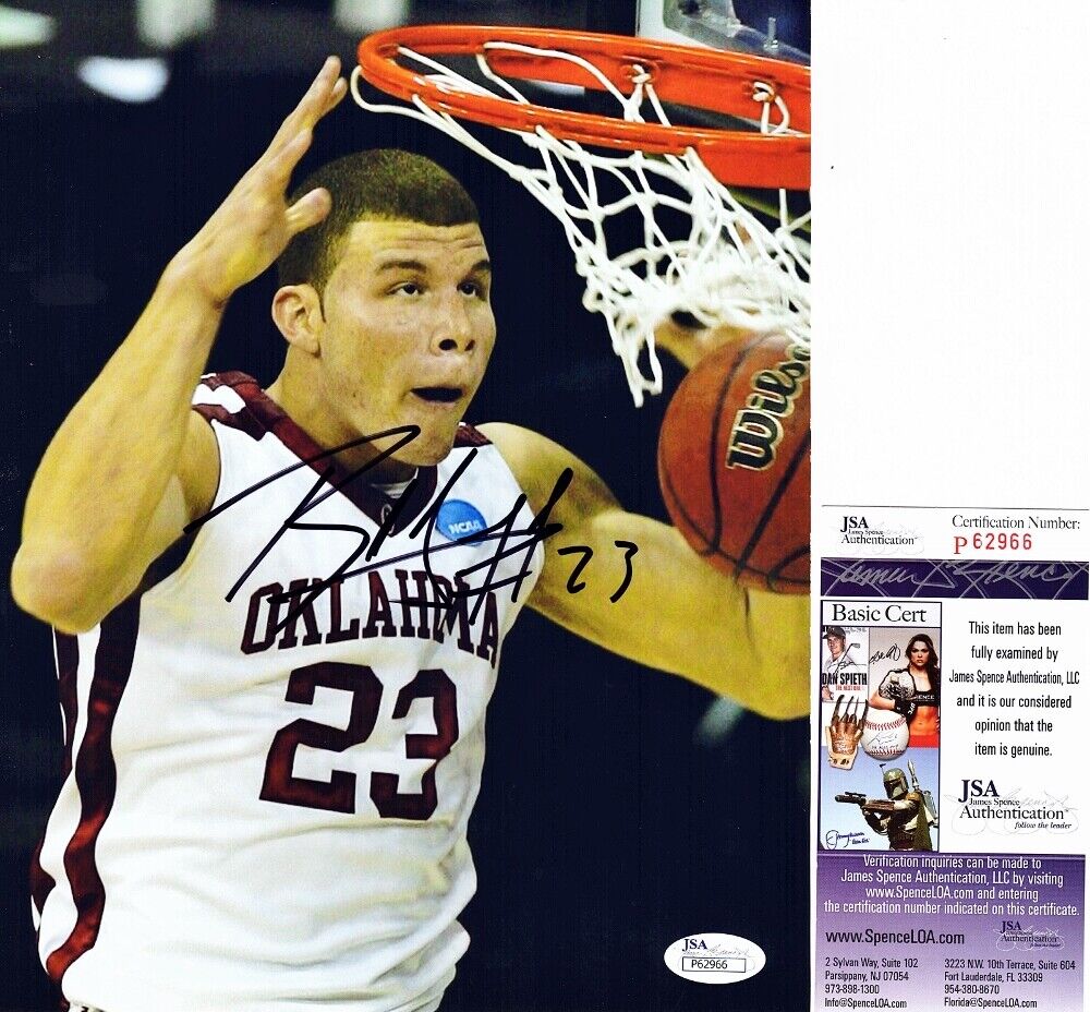 Blake Griffin Signed Oklahoma Sooners 8x10 Photo Poster painting - FULL College Signature - JSA