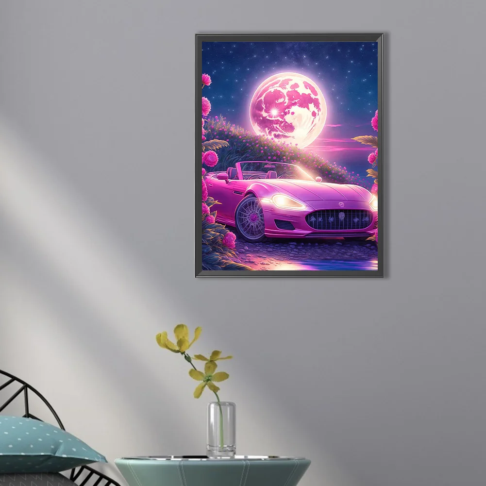 Full Round Diamond Painting 30*40cm - Pink Ocean Car