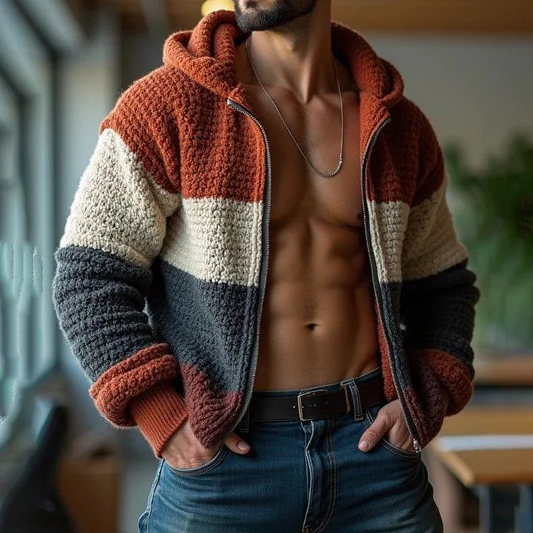 Utbros Urban Fashion Splicing Men'S Cardigan Sweater