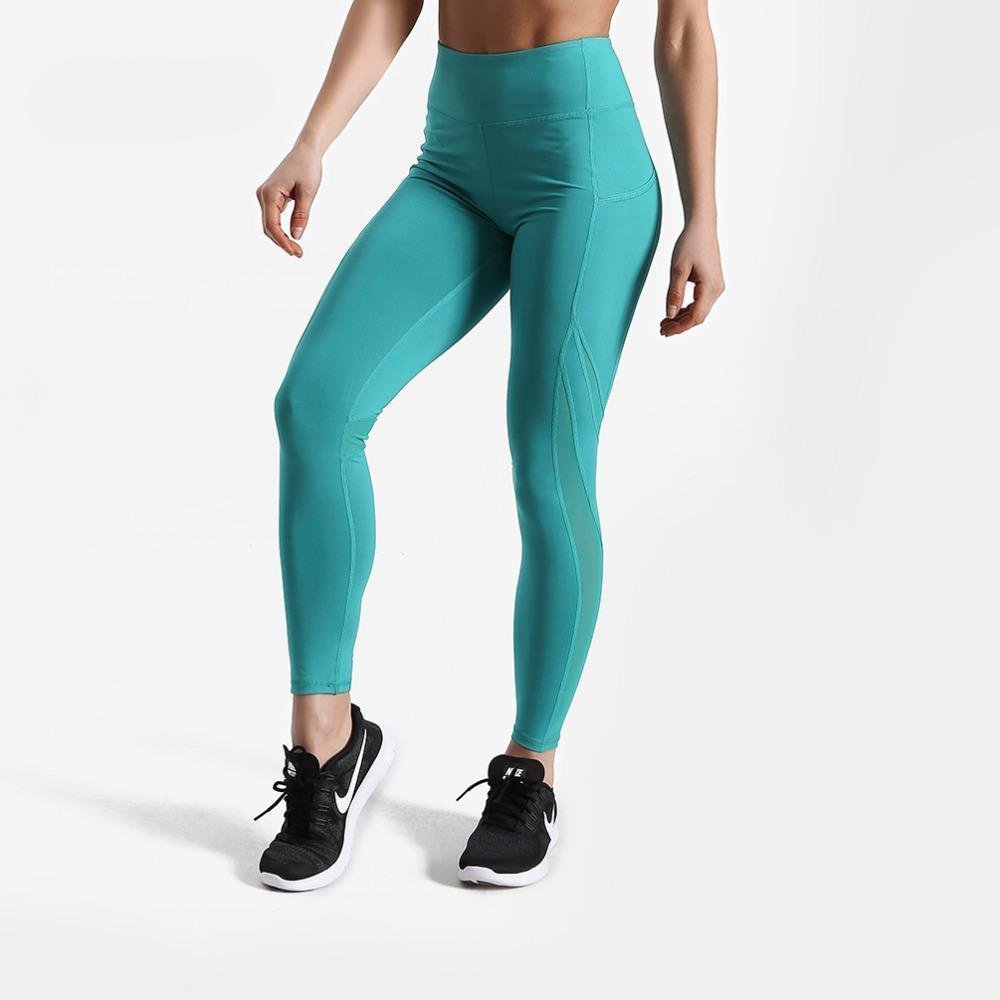 Fitness workout leggings with pockets - Torque aquamarine - Squat proof - High waisted - XS/XL-elleschic
