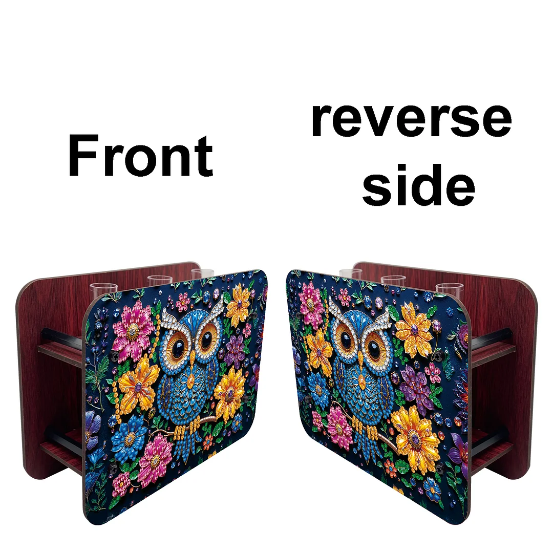 Owl DIY Flower Vase Wooden Double Sided Desktop Diamond Art Kit for Home Decor