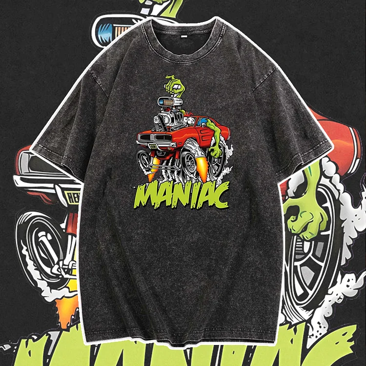Davidhawaii100% Cotton Casual Men's Funk Car Culture T-Shirt-100%Cotton