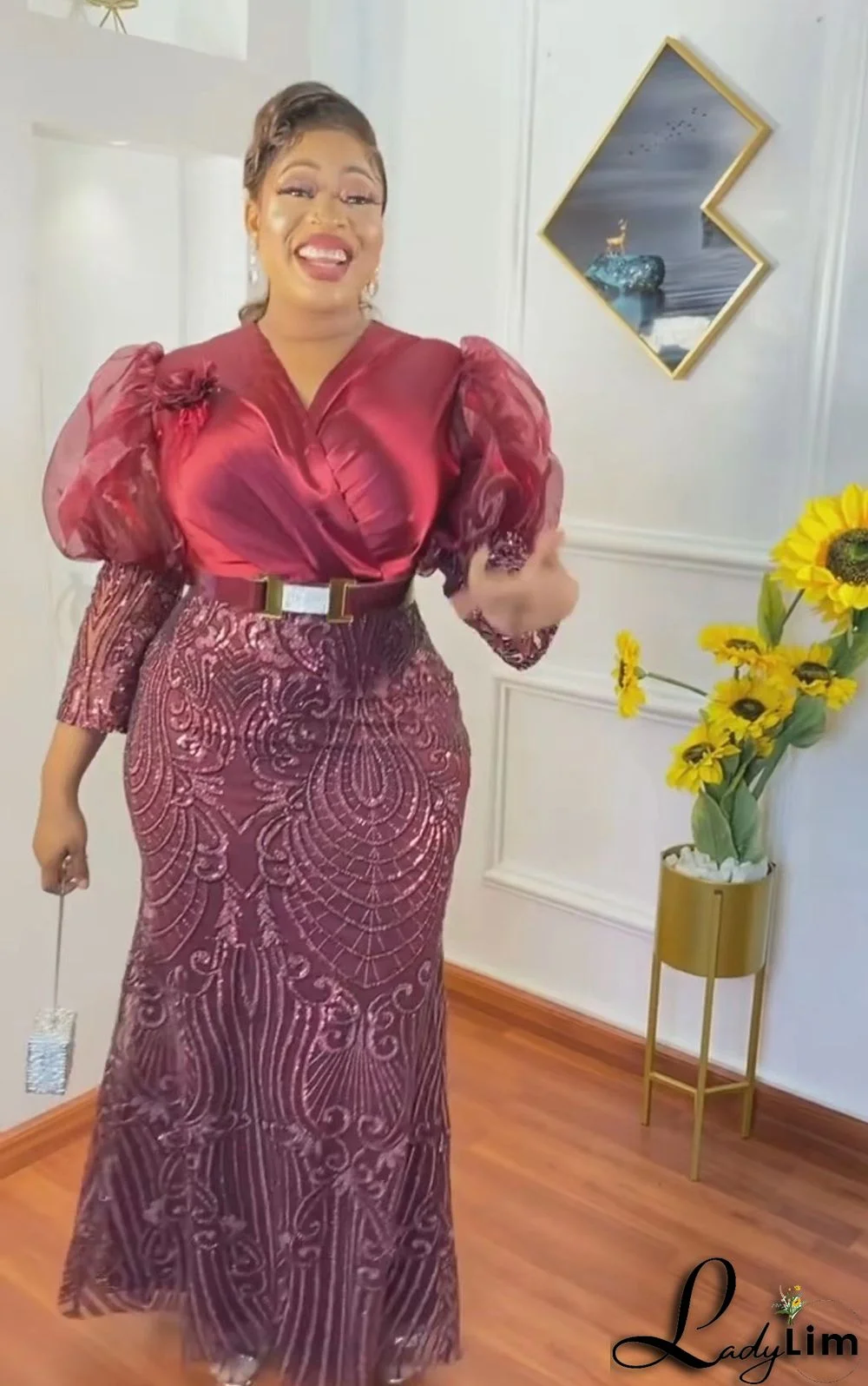 African Women's Lace Party Evening Dress Elegant Long Party Dress