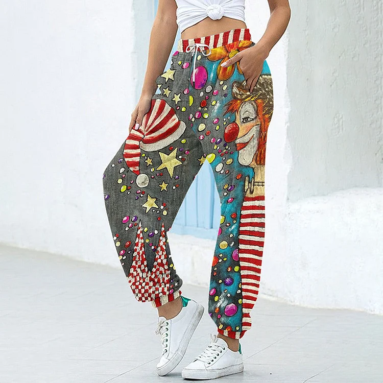 Women's Kölner Karneval Clown Print Casual Track Pants