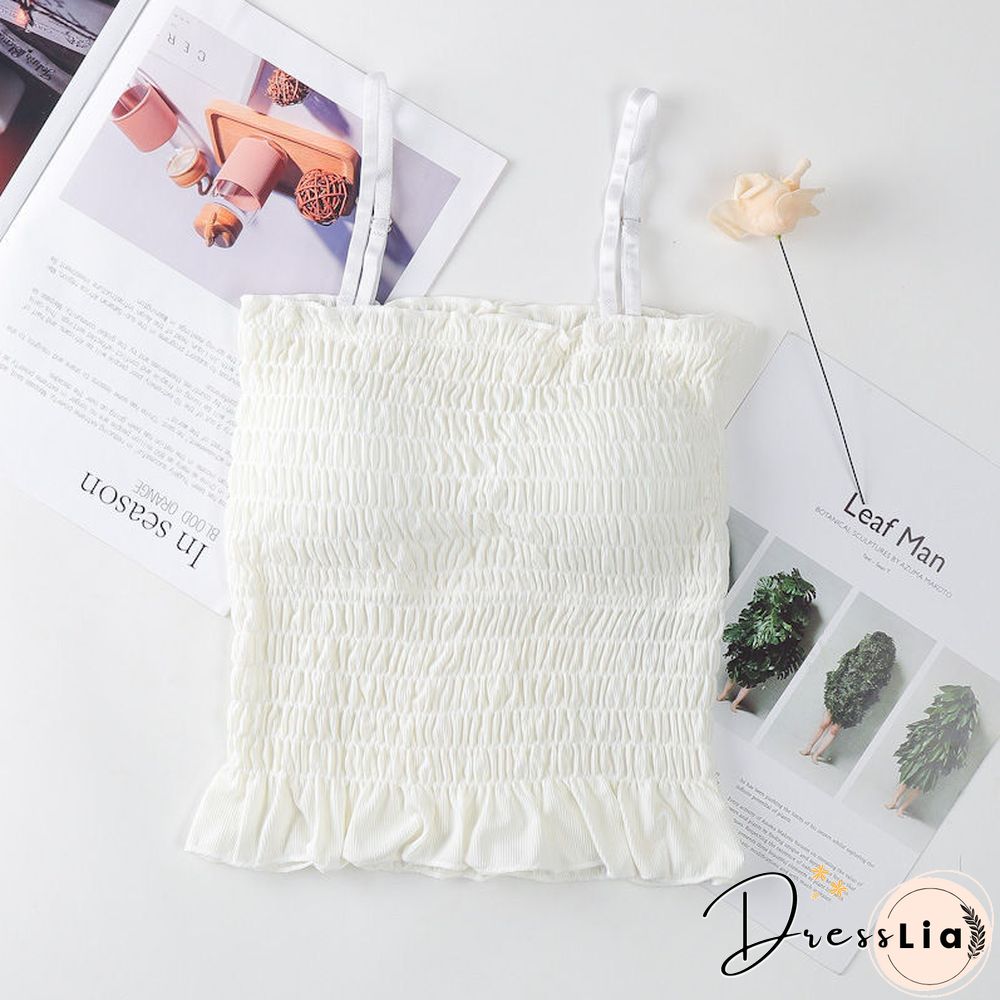 Camisole Women All Match Ruffles Female Summer Candy Color Ulzzang Sweet Preppy Style New Hot Sale Basic Mujer De Moda Soft Chic