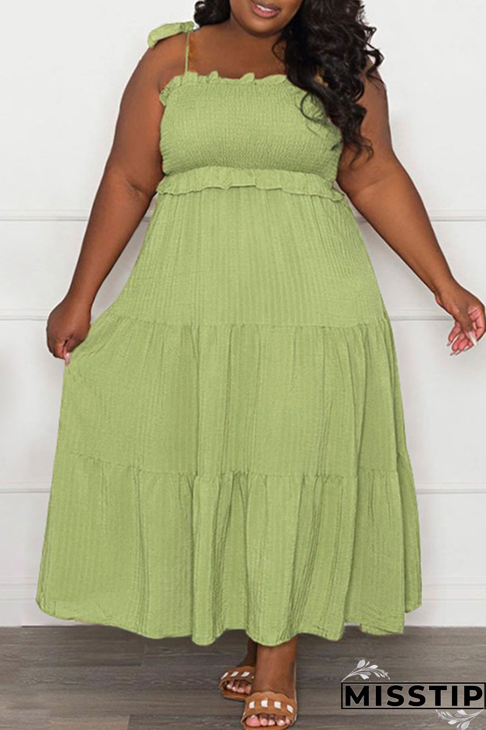 Black Casual Sweet Solid Bandage Patchwork Fold Spaghetti Strap Sling Dress Plus Size Dresses