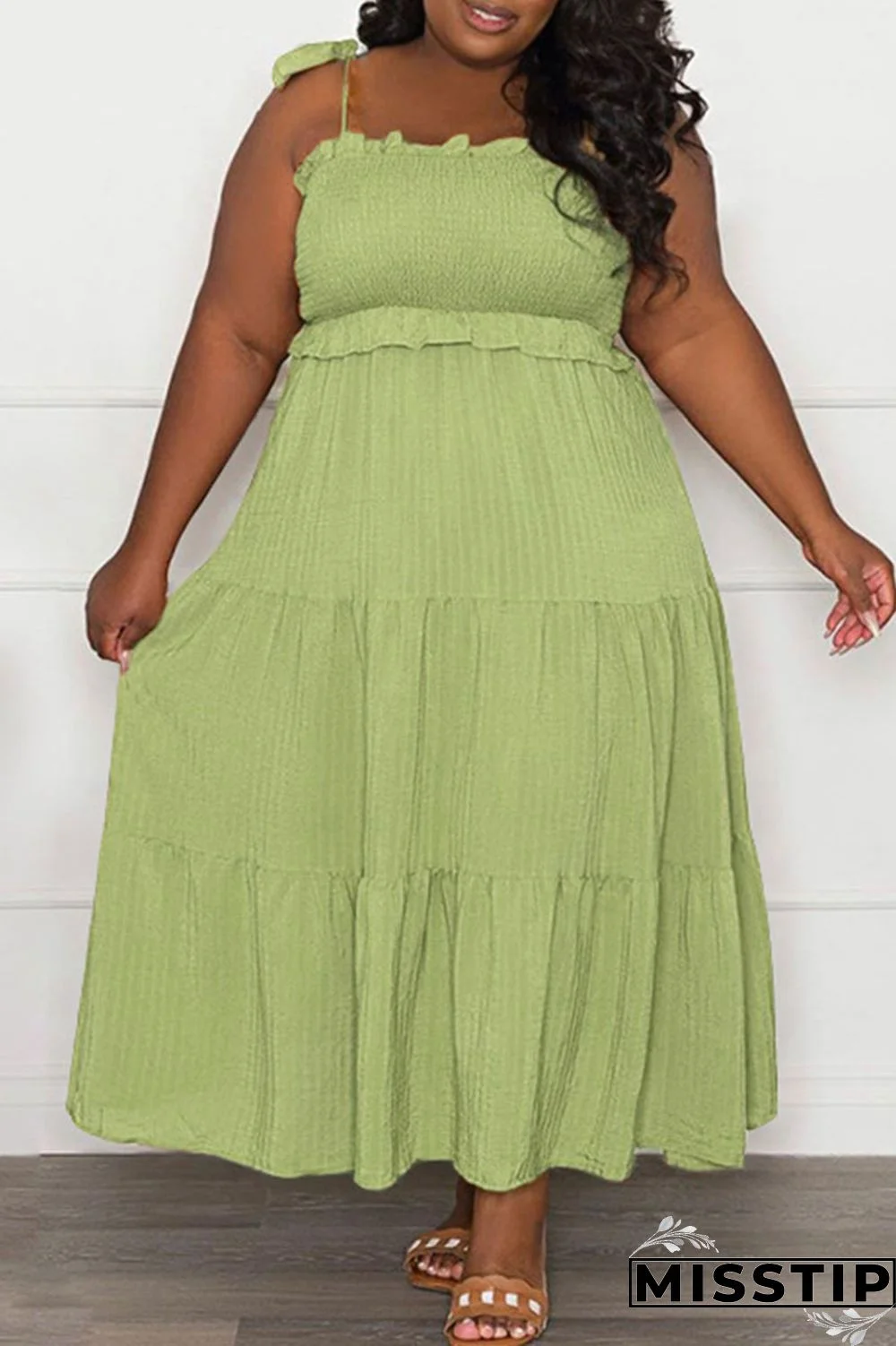 Black Casual Sweet Solid Bandage Patchwork Fold Spaghetti Strap Sling Dress Plus Size Dresses