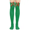 Women's Christmas Festival Bowknot Ball Striped Long Socks 
