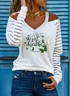 Off Shoulder Top Woman Print T-shirt