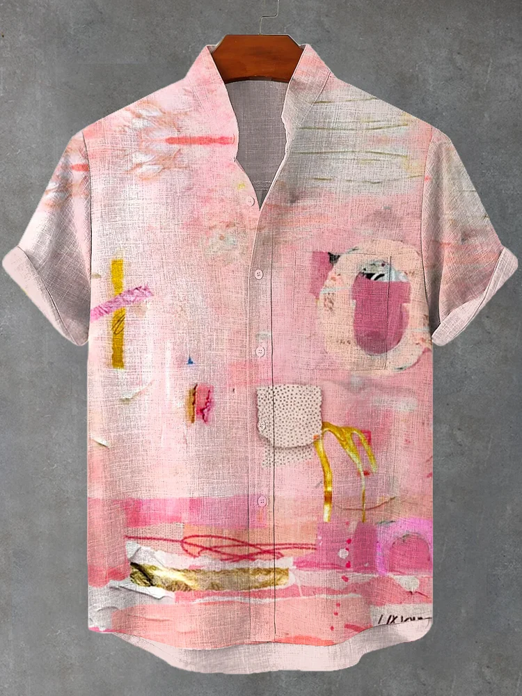 Men's Vacation Abstract Art Pattern Short Sleeve Shirt