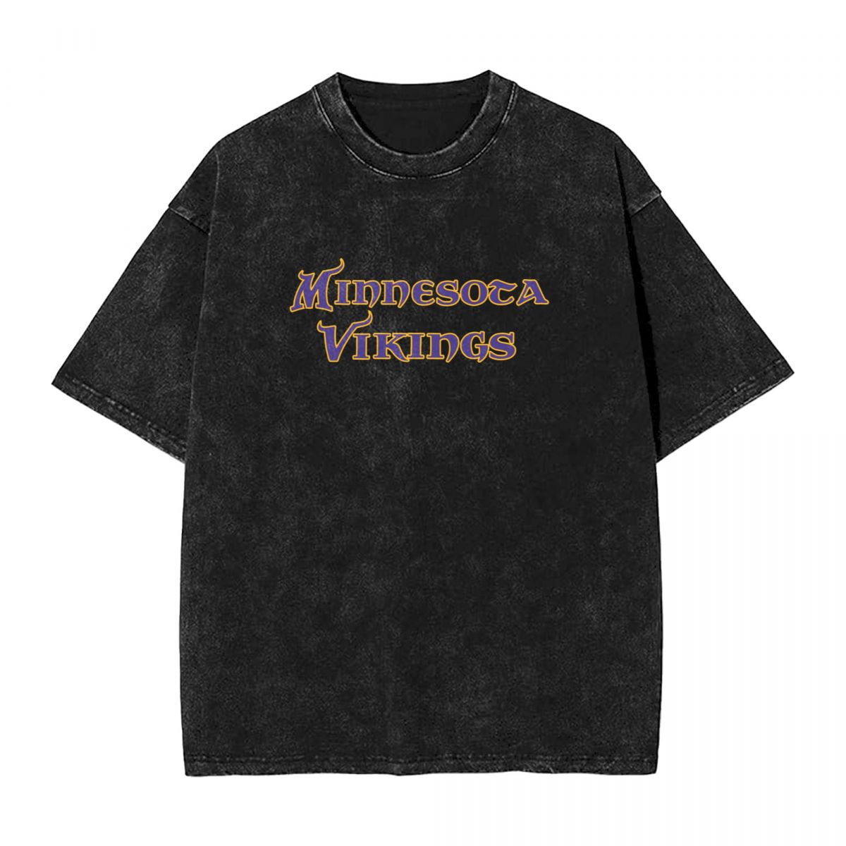 Minnesota Vikings Text Logo Printed Vintage Men's Oversized T-Shirt