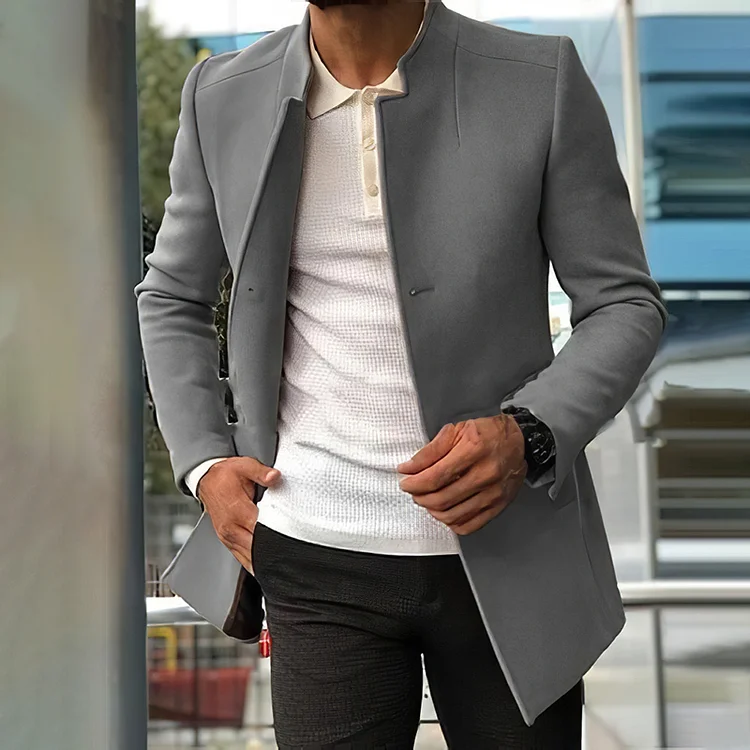 Utbros Solid Color Stand Collar Casual Fashion Short Coat