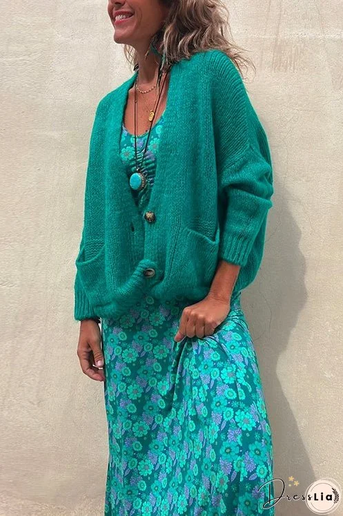 Meridress Solid Button Down Pockets Sweater Cardigan