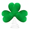 St Patricks Day Tree Topper Green Plush Shamrock with Metal Base for Decor Gift