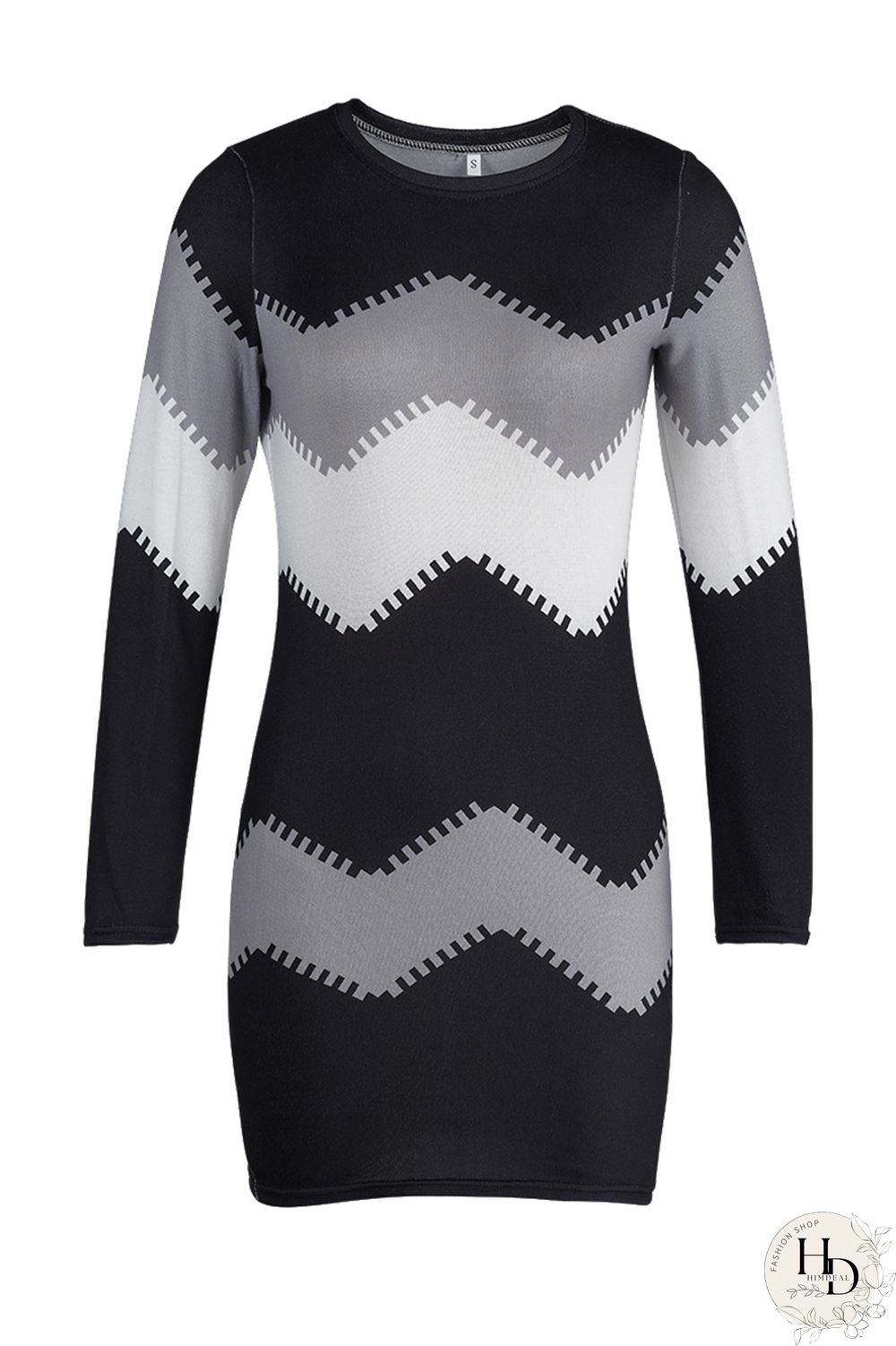 Yellow Fashion Casual Print Basic O Neck Long Sleeve Dresses