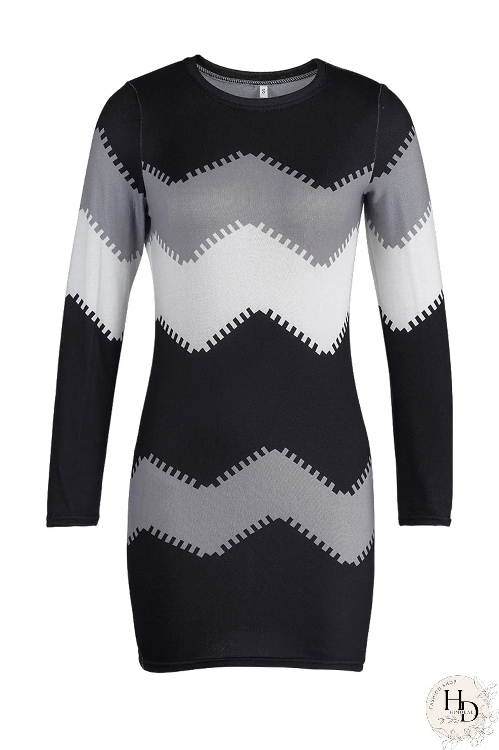 Yellow Fashion Casual Print Basic O Neck Long Sleeve Dresses