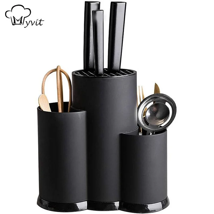 MYVIT Universal knife holder, plastic cutlery storage box with drainer, knife, spoon and fork storage rack