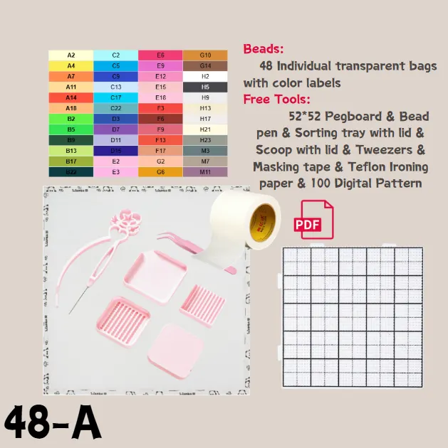 48 Colors 2.6mm Fuse Beads Kit &ndash; 57,600 Melt Beads for Pixel Art, DIY Crafts & Hama Bead Projects with Pegboard, Bead Pen & Complete Craft Tools