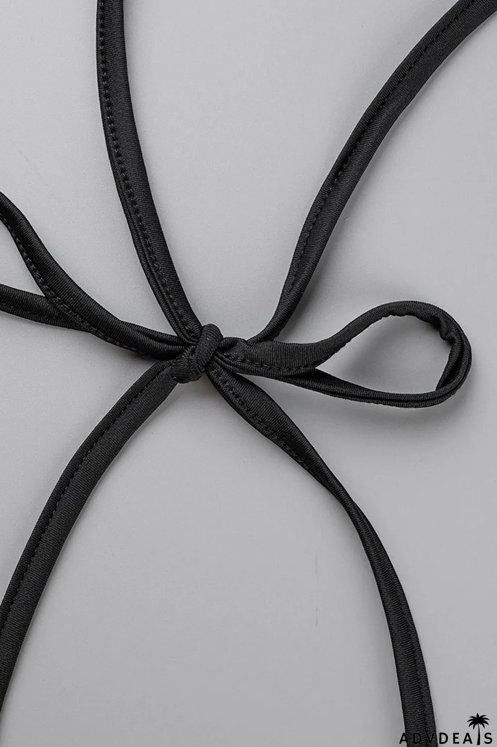 Black Sexy Solid Hollowed Out Patchwork Asymmetrical Halter Sleeveless Two Pieces