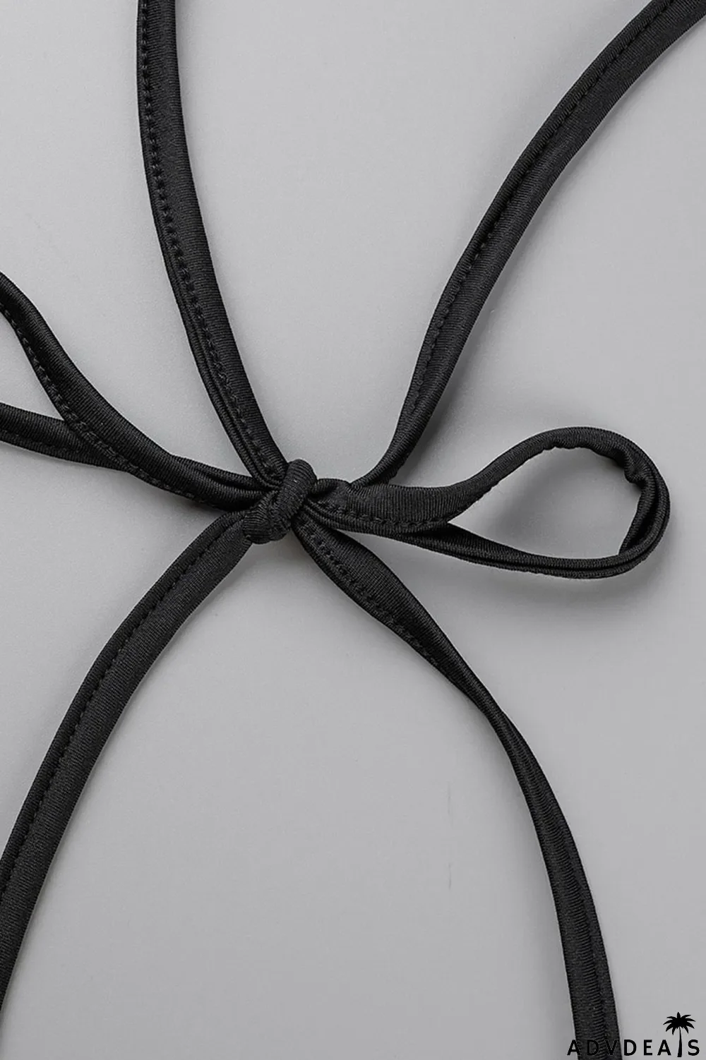 Black Sexy Solid Hollowed Out Patchwork Asymmetrical Halter Sleeveless Two Pieces