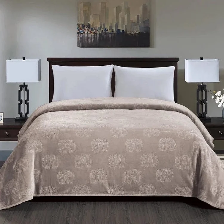 Ultra Cozy Elephant Embossed Blanket and Bedcover