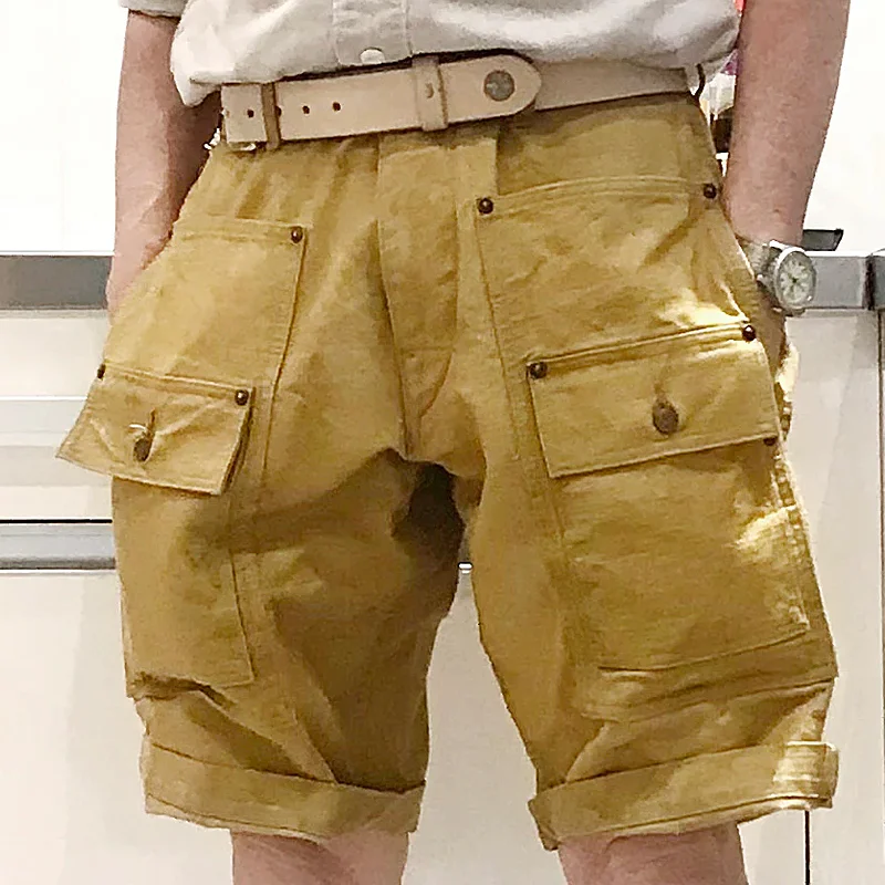 13.5oz Khaki 8 Pocket Canvas Cargo Shorts