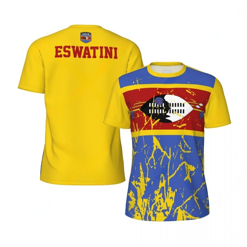 Eswatini Flag Graphic Mens Football Jersey Fashion National Emblem 3D Printed Sports T Shirt Casual Oversized Breathable Tees
