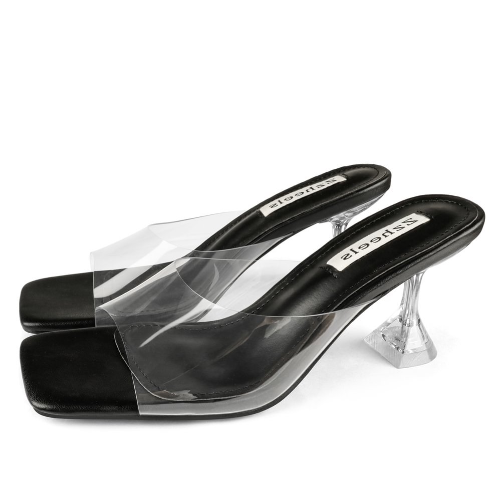 7cm/2.76''  Transparent Low Heeled Sandals Women's Slippers