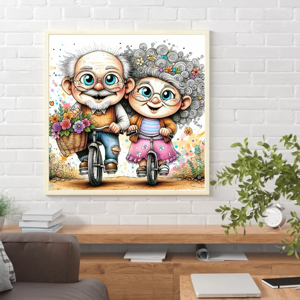 Diamond Painting - Full Round Drill - Old Couple(Canvas|30*30cm)