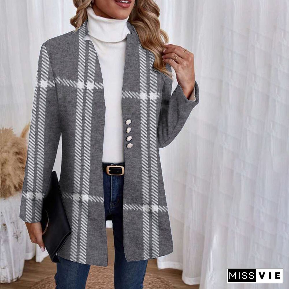 Chic Grey Print Outerwear