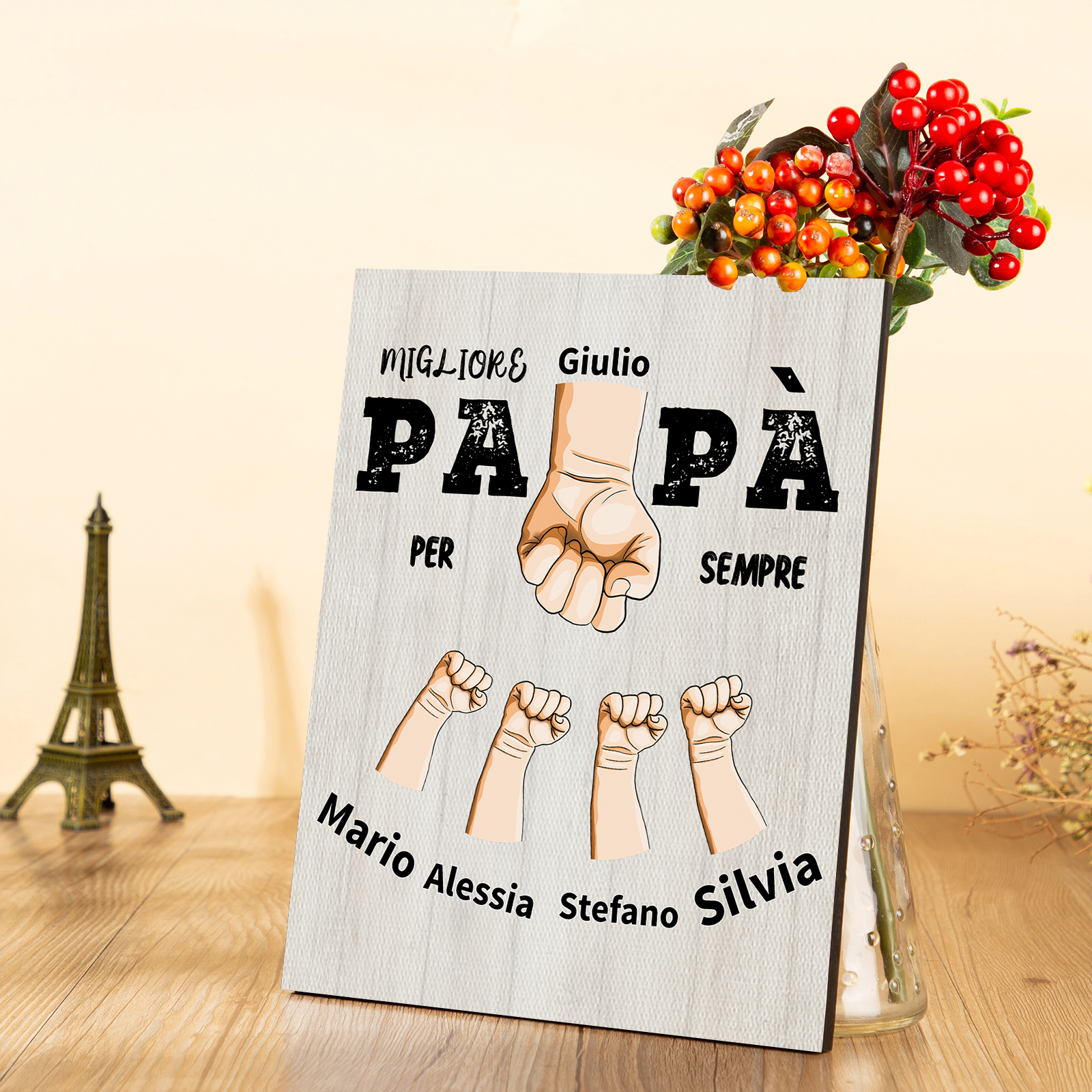 Migliore papà per sempre-Targa con nomi personalizzabili per papà