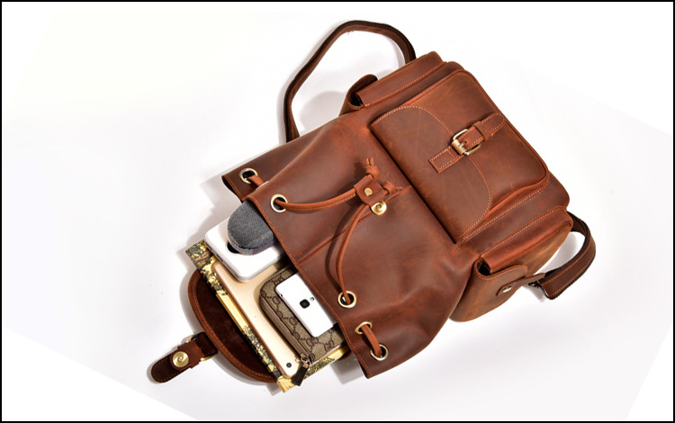 Handmade World Brown Vintage Leather Backpack Laptop Messenger Bag Rucksack Sling for Men Women