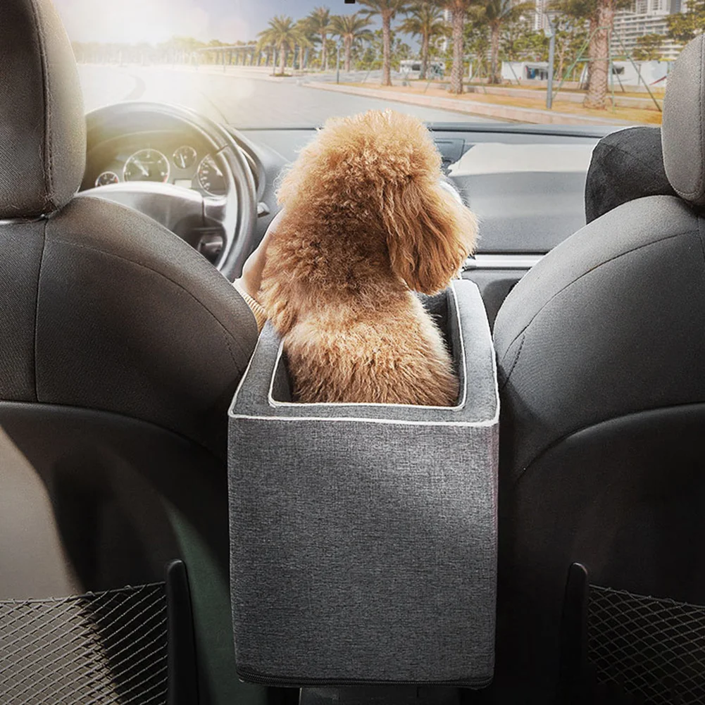 Booster Seat on Car Armrest Dogs