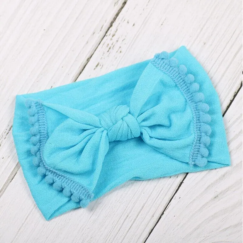 2019 Baby Accessories Kids Girls Baby Toddler Turban Knot Headband Hair Band Tassels Balls Solid Candy Color Headwear