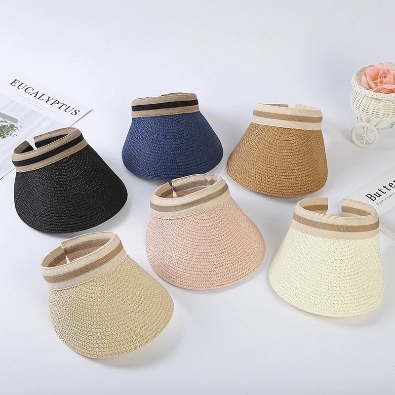 Women’s Lady Minimalist Solid Color Big Eaves Straw Hat