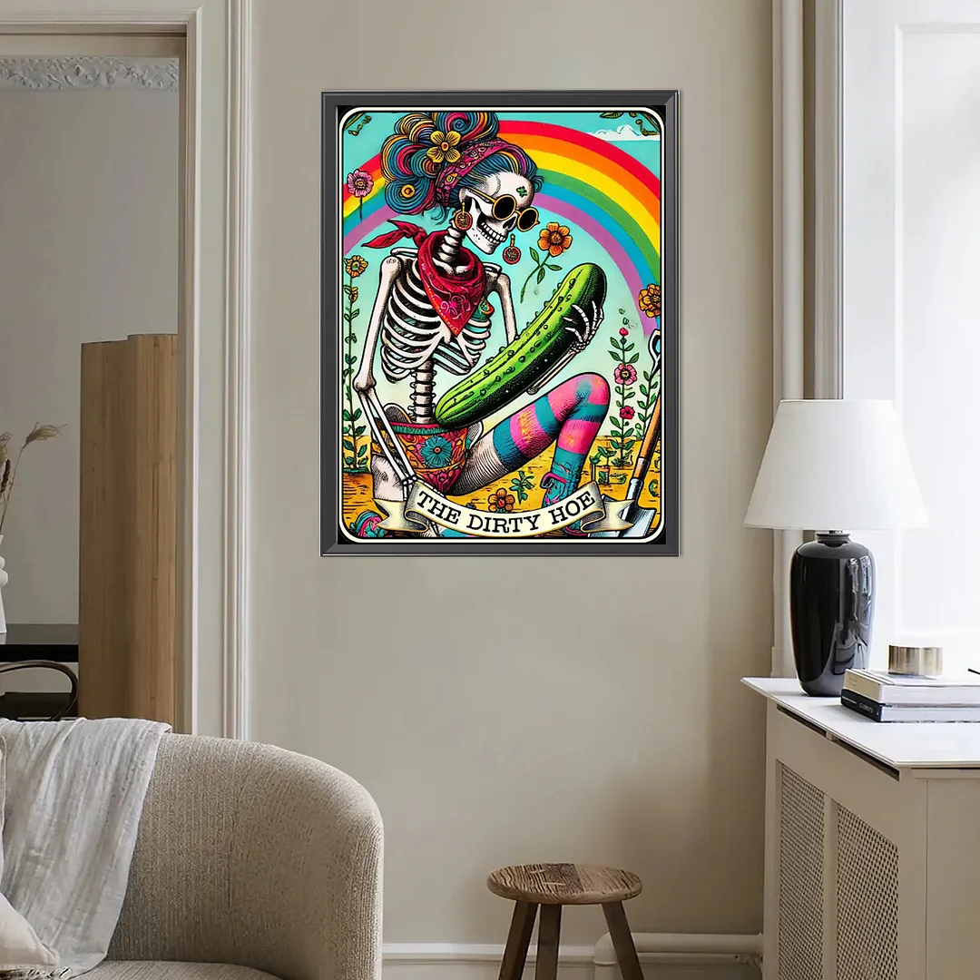 Skulls and Rainbows Tarot Cards DIY 5D Round Full Drill Diamond Painting Gem Art Kits for Adults/Beginners Gift Idea Home Wall Decor Diamond Dots Paintings Picture Arts Craft 15.75x19.69Inch