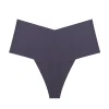 3pcs Womens Seamless Ice Silk Thong No Show Underwear Medium Waist High Cut Panty Sexy Bikini Bottom