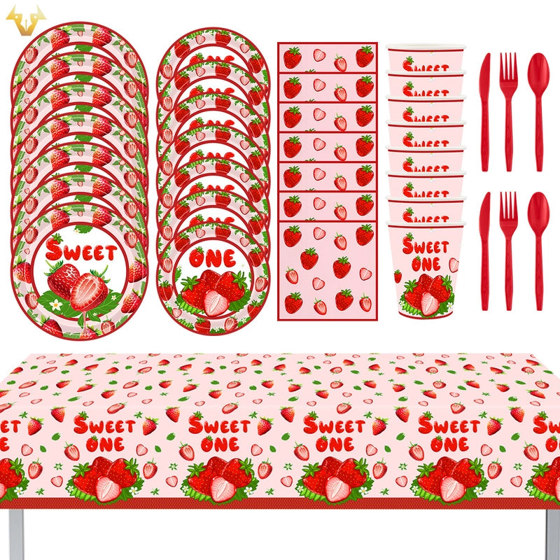 Other Printing (Printing) Birthday Cute Letter Strawberry PE PS Paper Party Tablecloth Tableware Party Supplies Cake Decorating Supplies 1 Piece