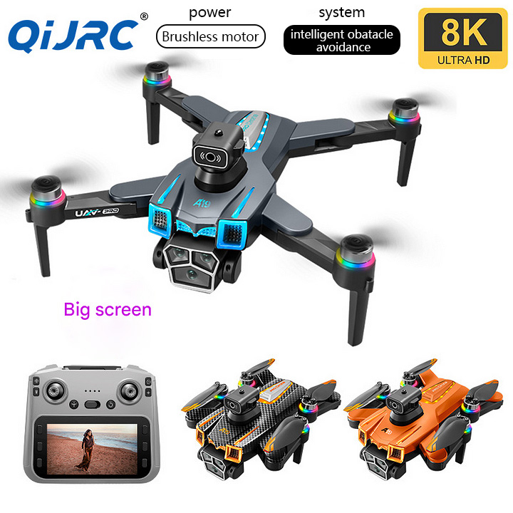 New A19 Brushless 5.6 Inch Drone with Screen HD Aerial Photography Quadcopter Obstacle Avoidance RC Aircraft