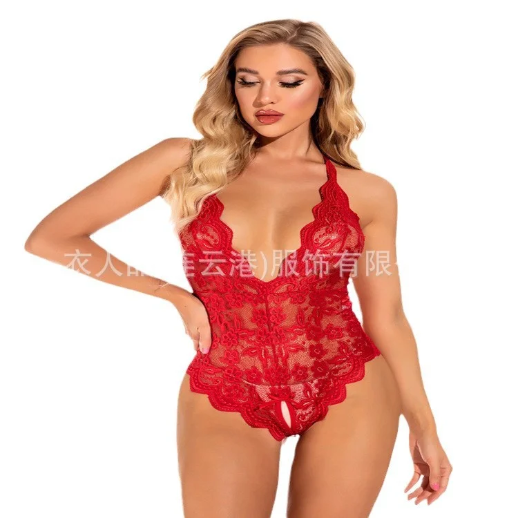 Uveng Sex Underwear Transparent Pajamas Sex Pure Want Uniform Three-Point Jumpsuit Free Off The Trousers Girl's Small Breasts