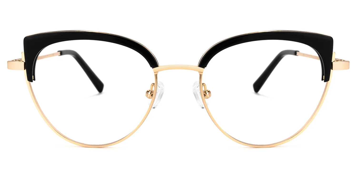 Lorchen Schwarz-Gold Cateye Brille  Schwarz-Gold