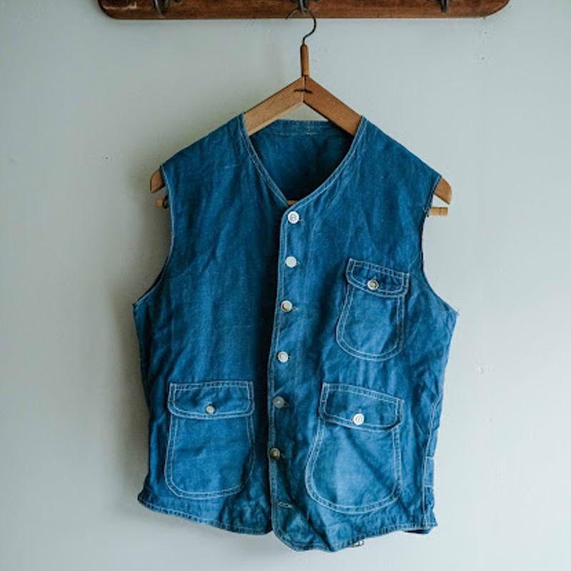 Men's Washed Denim Sleeveless Vest