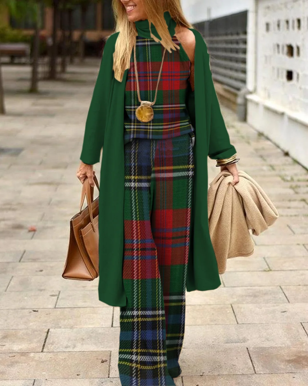 Herringbone Sweater Three-Piece Suit 4d97